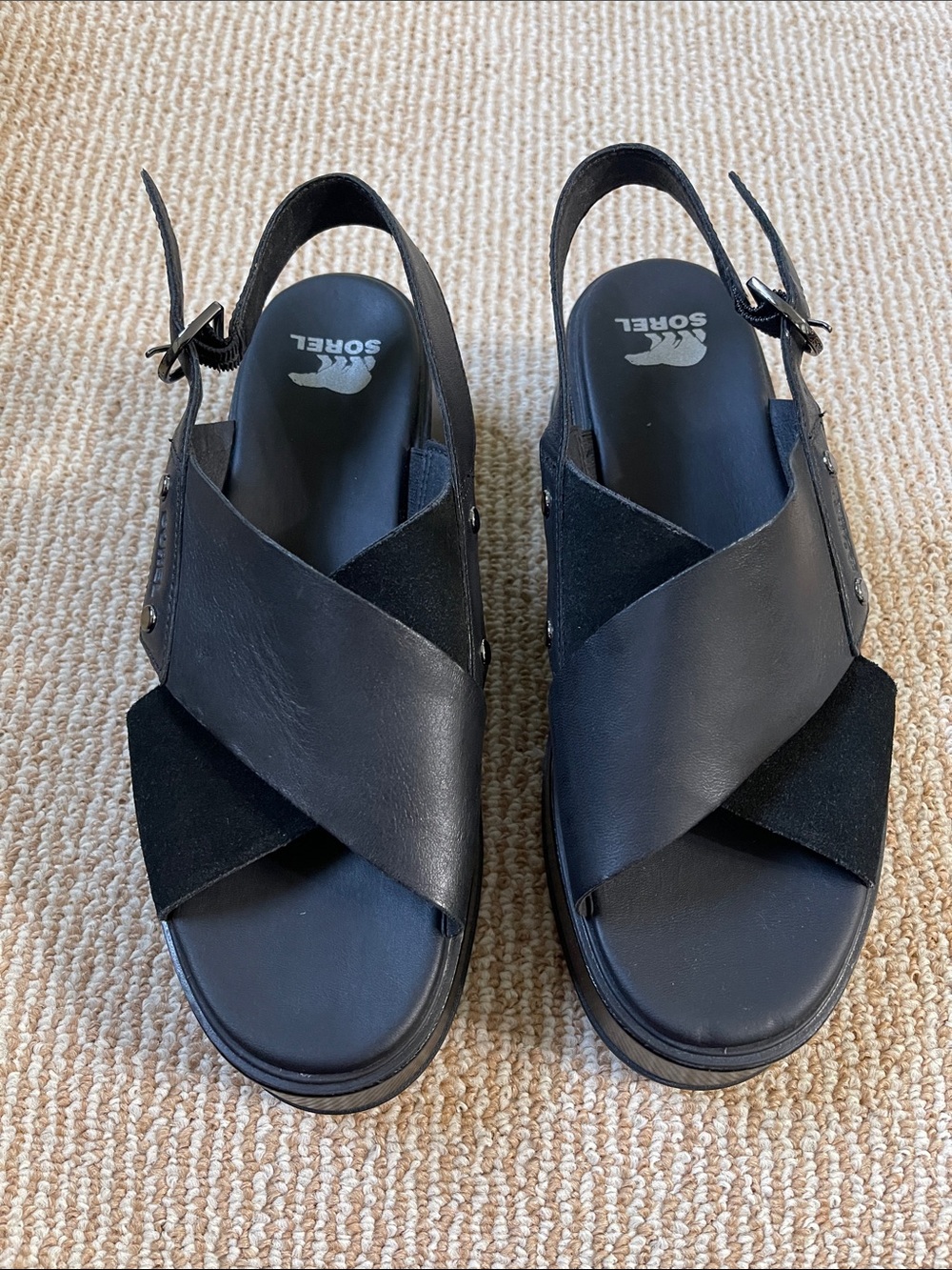 Sorel daysprin Leather Cross-Strap Slingback Sandals